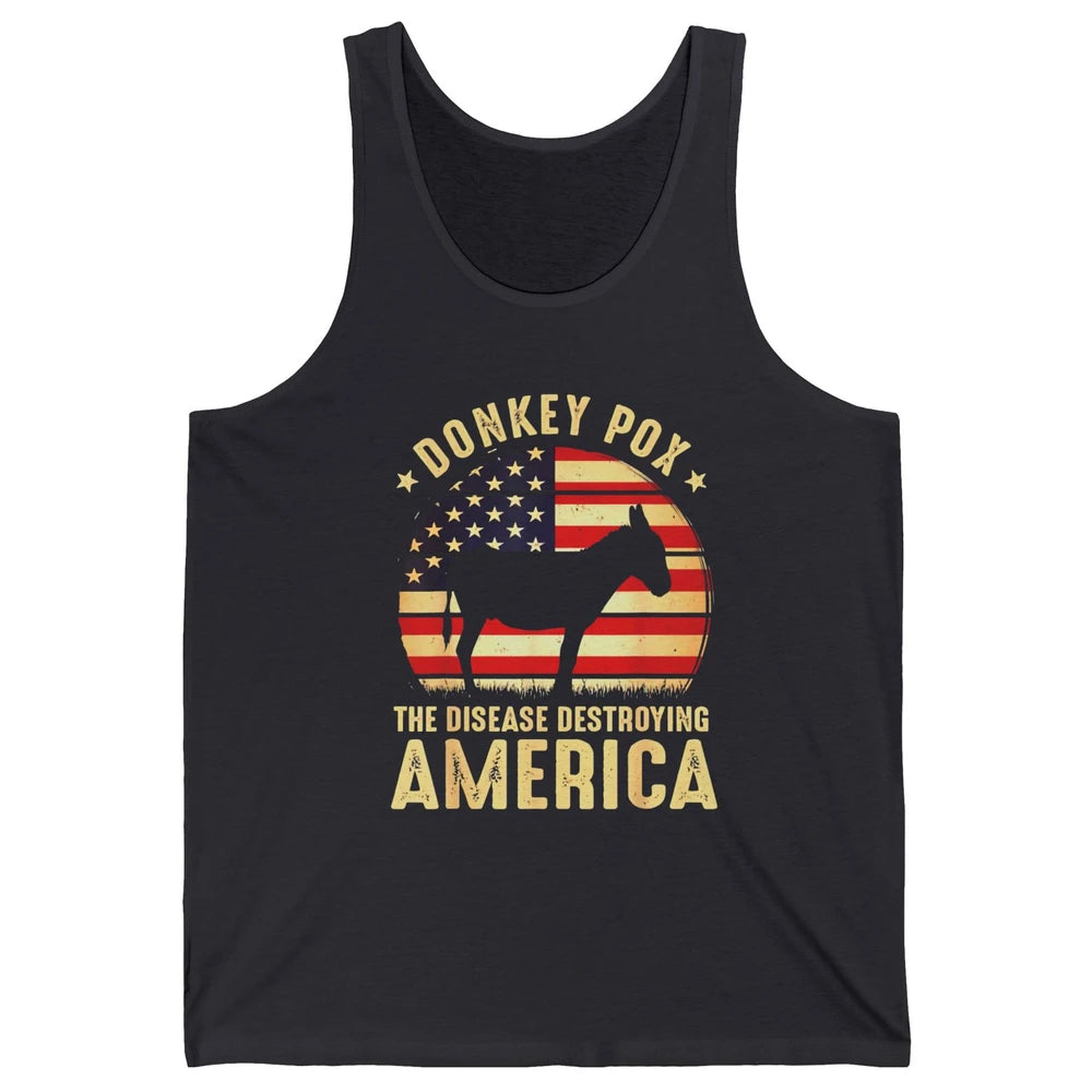 Vintage Donkey Pox The Disease Destroying America Usa Flag Unisex Jersey Tank