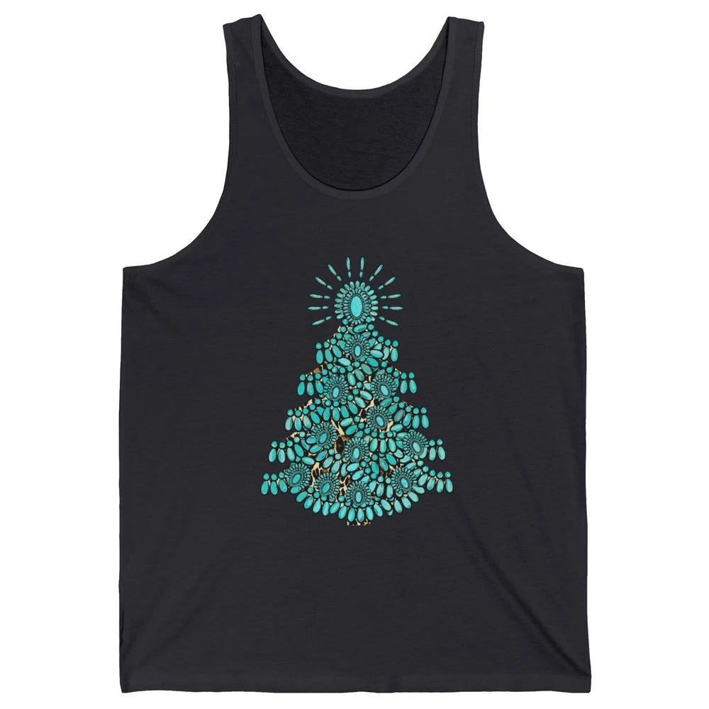 Turquoise Christmas Tree Western Christmas Country Farm Unisex Jersey Tank