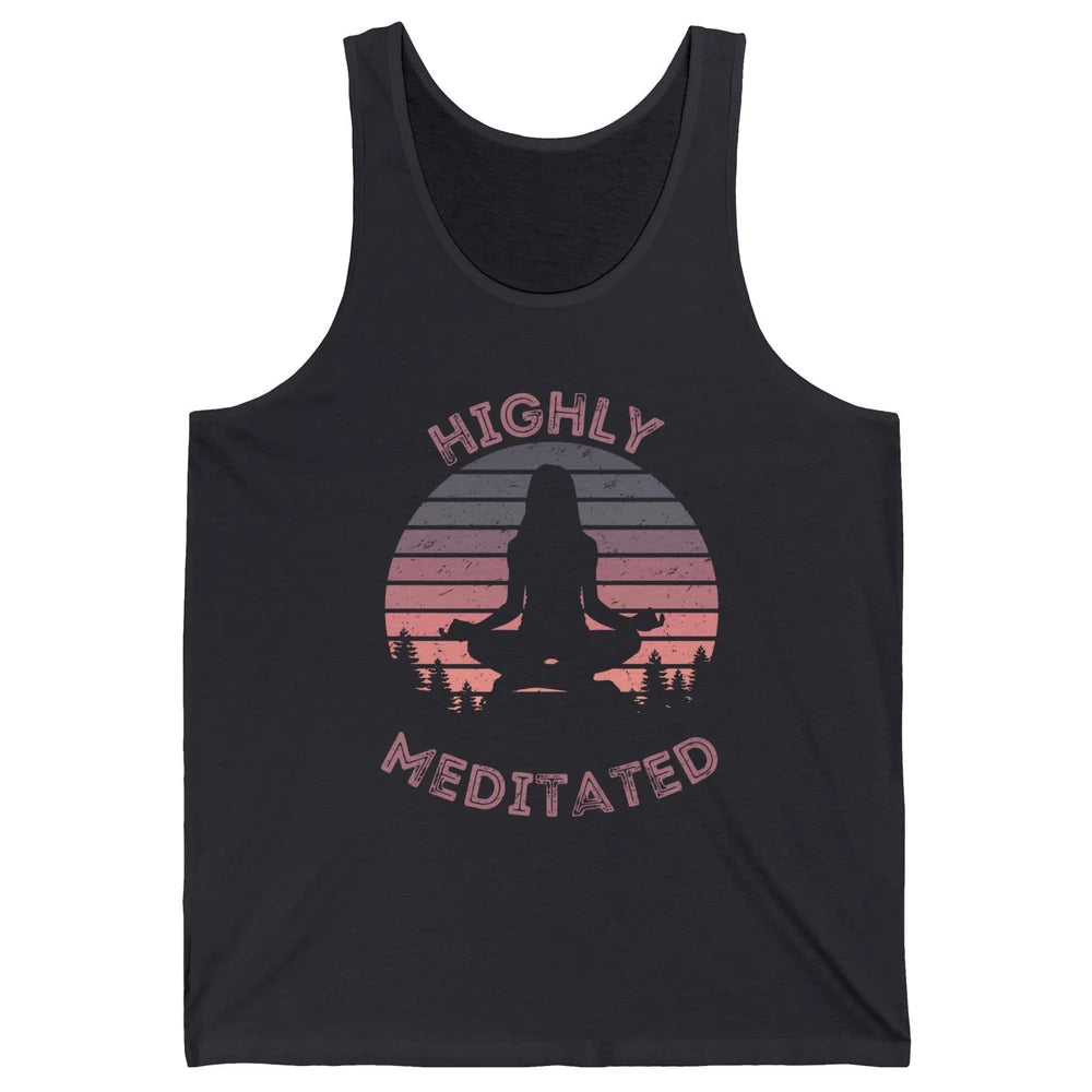 Vintage Woman Doing Yoga Highly Meditated Meditation Lovers Unisex Jersey Tank