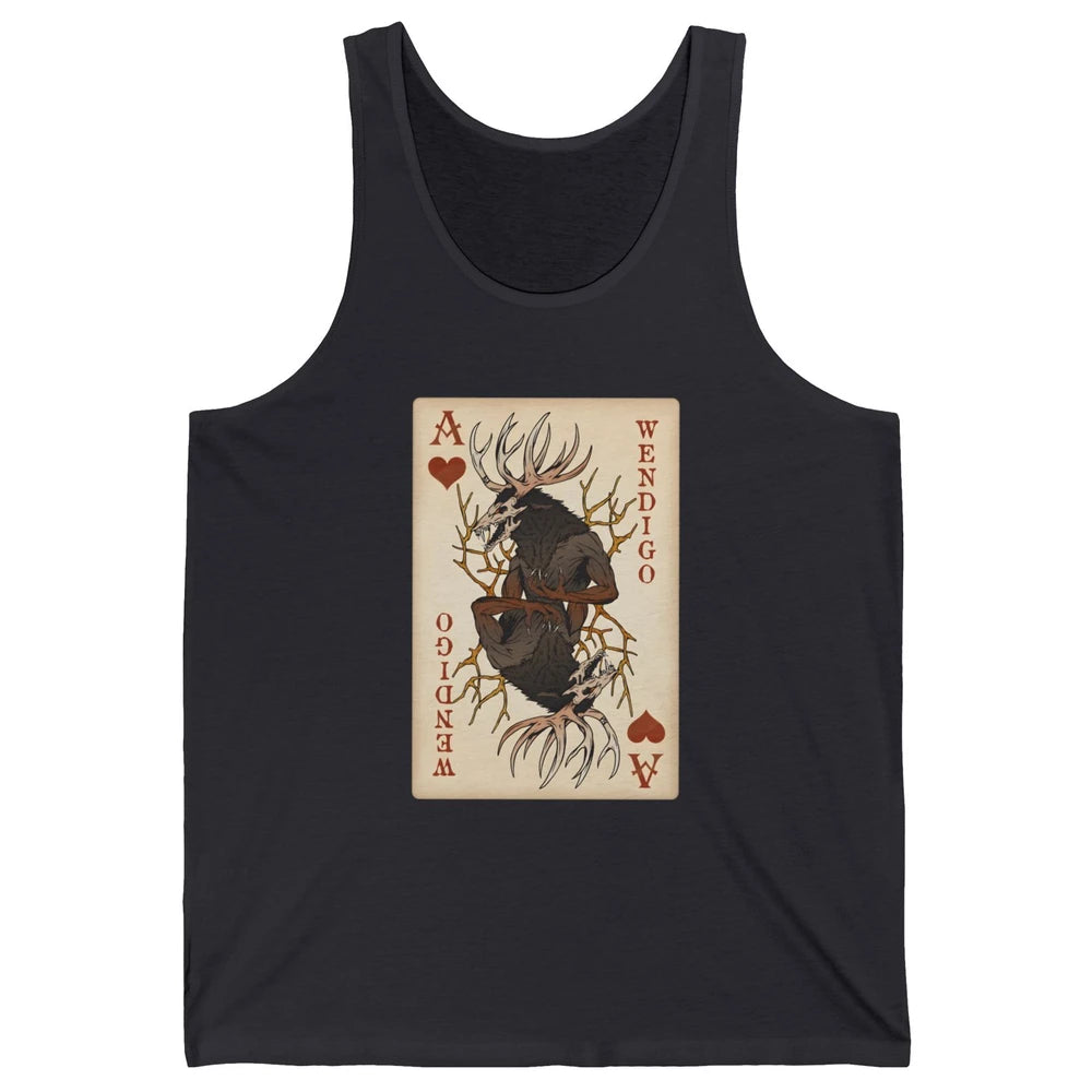 Scary Wendigo Original Cryptid Playing Card Tarot Reader Vintage Halloween Goth Unisex Jersey Tank