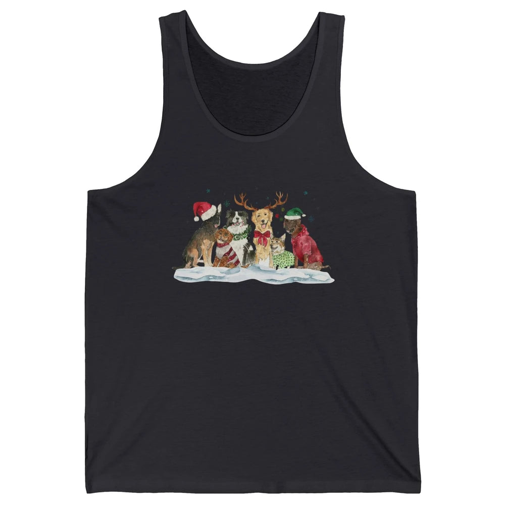 Funny Happy Howliday Corgi Golden Retriever Poodle Christmas Unisex Jersey Tank