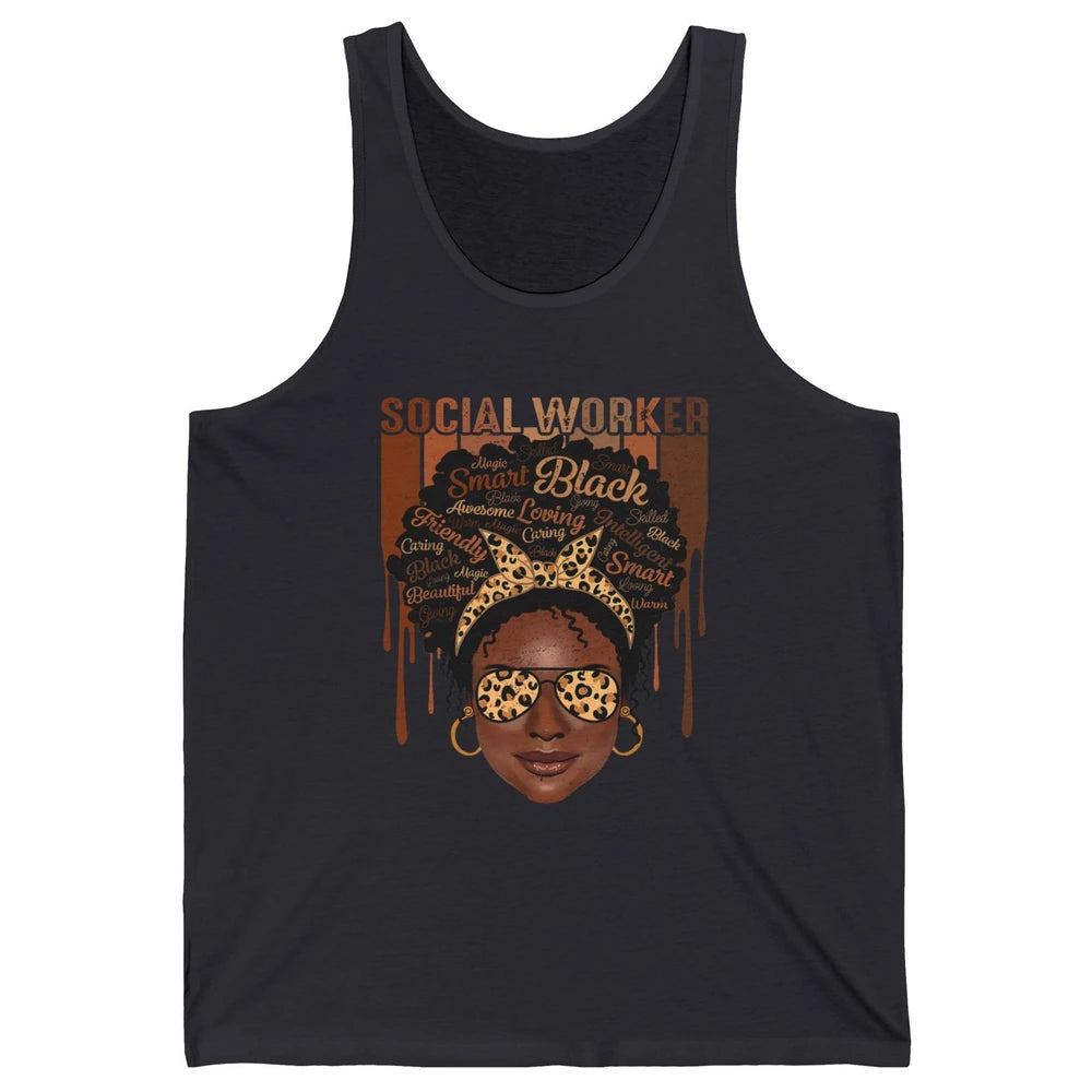 Social Worker Afro Messy Bun African American Social Work Unisex Jersey Tank