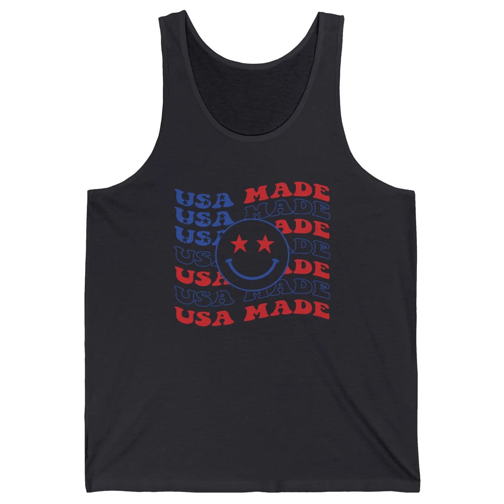 US Flag America Made Smiley Face July 4th American Patriots Unisex Jersey Tank