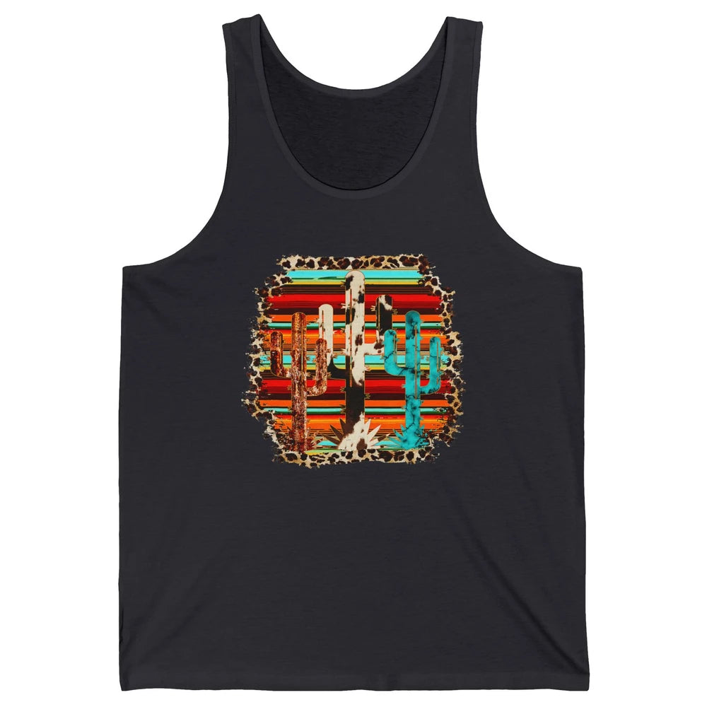 Western Country Cactus Cowhide Serape Turquoise Leopard Unisex Jersey Tank