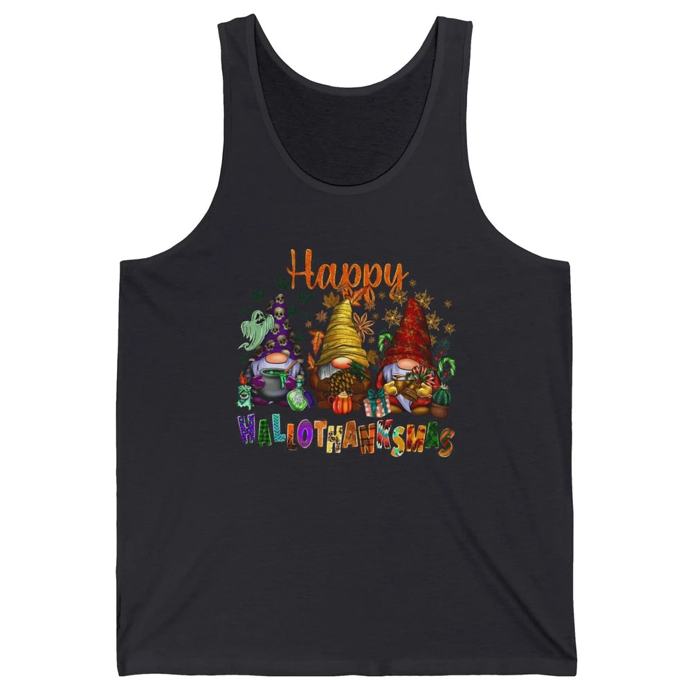 Funny Gnomes Happy Hallo-thank-mas Fall Pumpkin Thanksgiving Unisex Jersey Tank