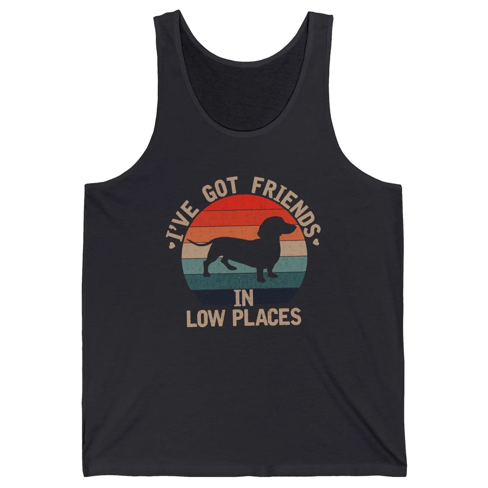 Vintage Funny Dachshund I've Got Friends In Low Places Unisex Jersey Tank