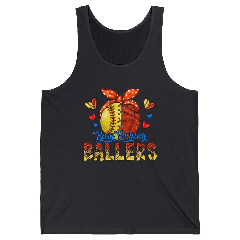 Busy Raising Ballers Softball And Basketball Mom Leopard Unisex Jersey Tank