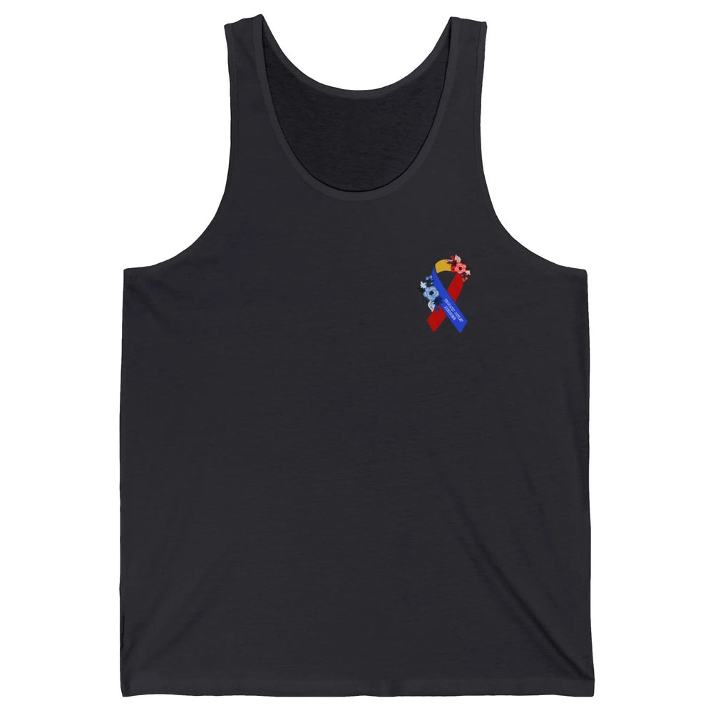 Thoracic Outlet Syndrome Awareness Floral Blue Red Ribbon Unisex Jersey Tank