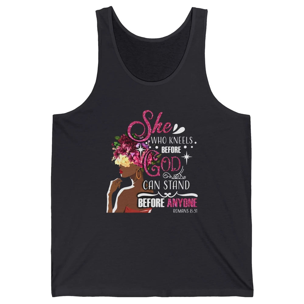 Black Girl She Who Kneels Before God Christian Afro Women Unisex Jersey Tank