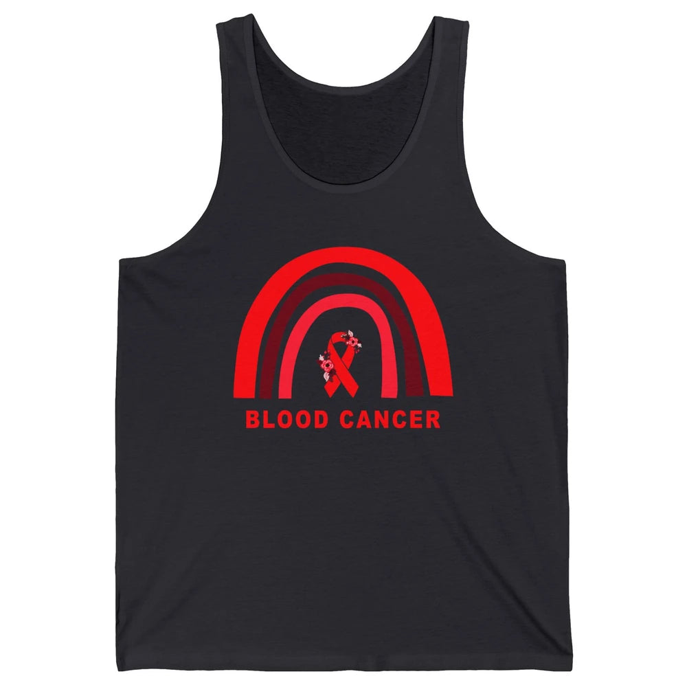 Blood Cancer Awareness Floral Red Ribbon Cute Rainbow Unisex Jersey Tank