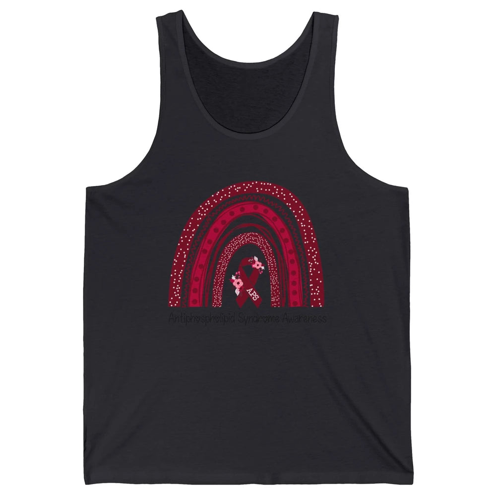 Antiphospholipid Syndrome Awareness APS Burgundy Rainbow Unisex Jersey Tank