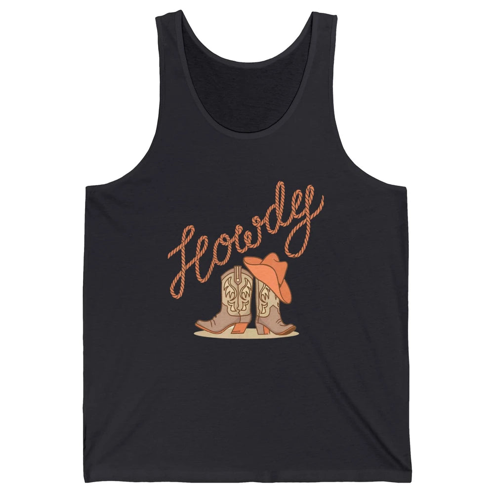 Vintage Cowboy Boots Howdy Rodeo Cowgirl Western Country Unisex Jersey Tank