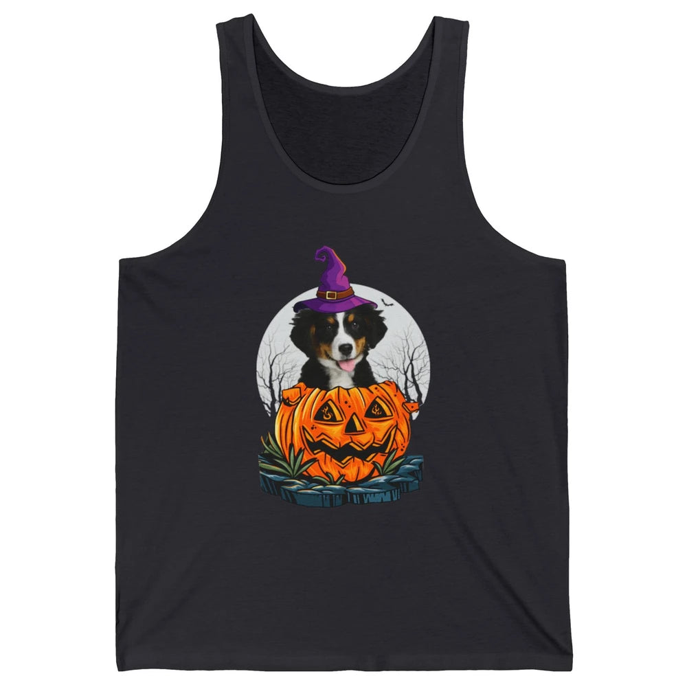 Bernese Mountain Dog Witch Pumpkin Halloween Spooky Season Unisex Jersey Tank