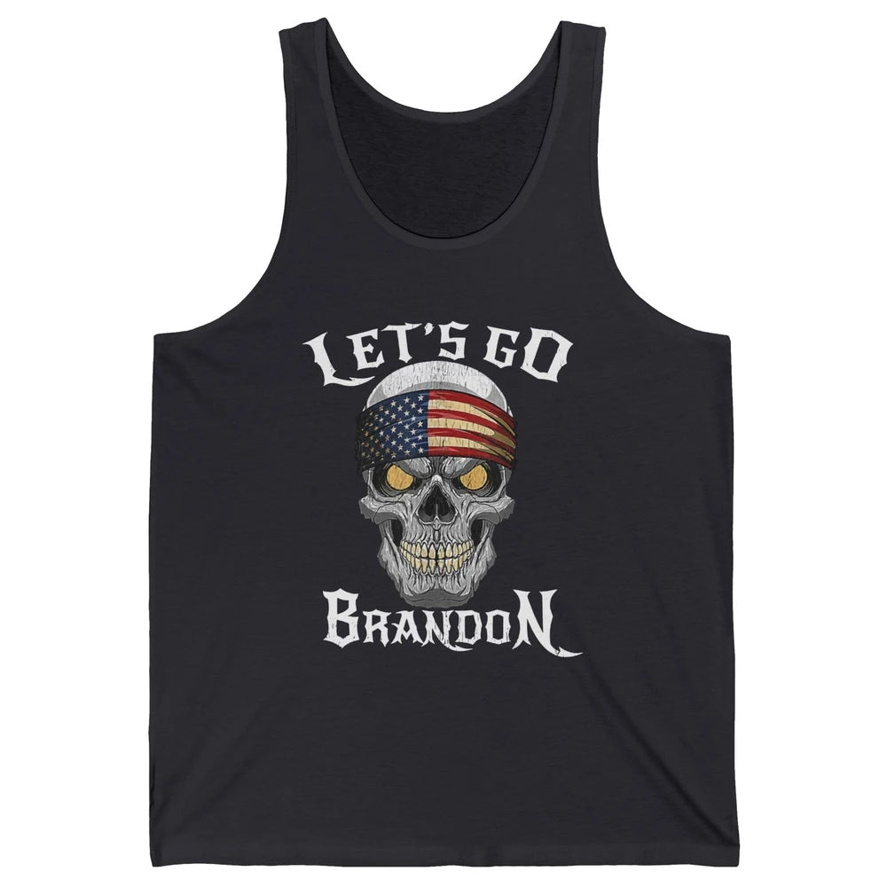 Retro Skull US Flag Let's Go Brandon Anti Biden Pro America Unisex Jersey Tank