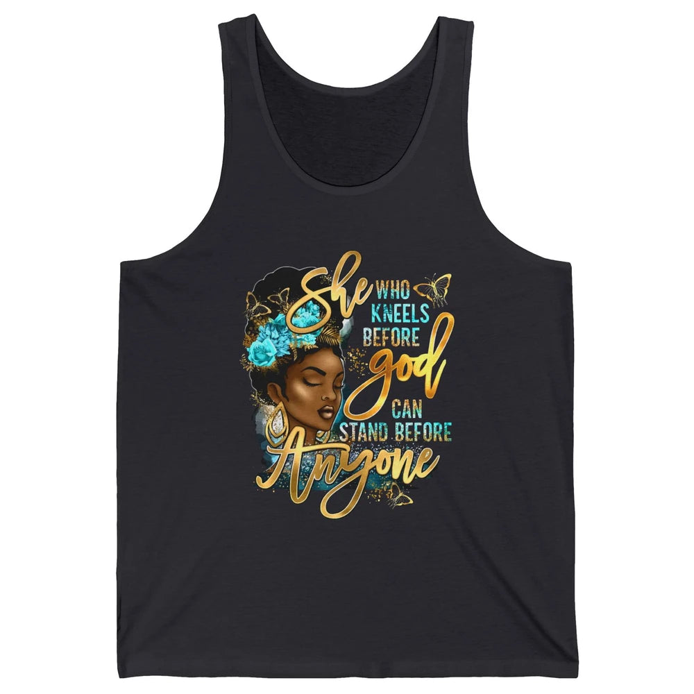 Black Girl She Who Kneels Before God Christian Afro Women Unisex Jersey Tank