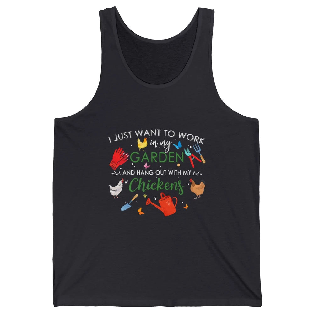 Work In My Garden And Hang Out With Chickens Hen Farming Unisex Jersey Tank