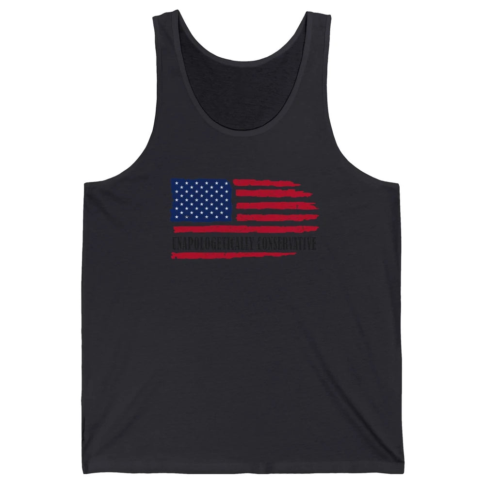 US Flag Unapologetically Conservative July 4th US Patriots Unisex Jersey Tank