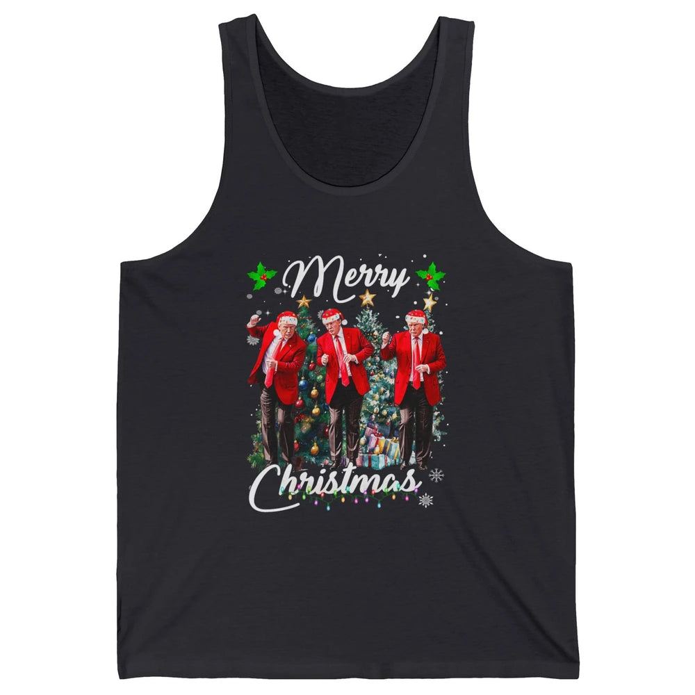 Funny Trump Dance Santa Claus Christmas Donald Trump President Sarcastic Political Xmas Unisex Jersey Tank