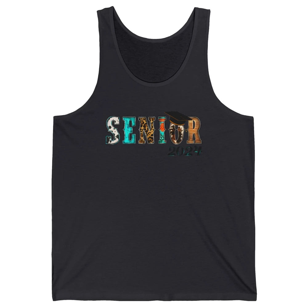 Sunflower Leopard Senior 2024 Graduate Bachelor Western Grad Unisex Jersey Tank