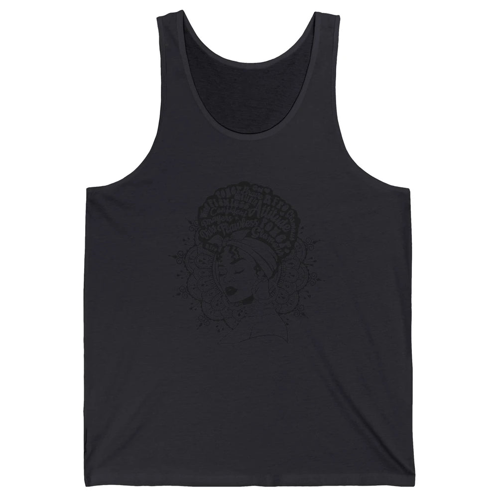 Afro Melanin Woman Turban Hair Quotes African American Woman Unisex Jersey Tank