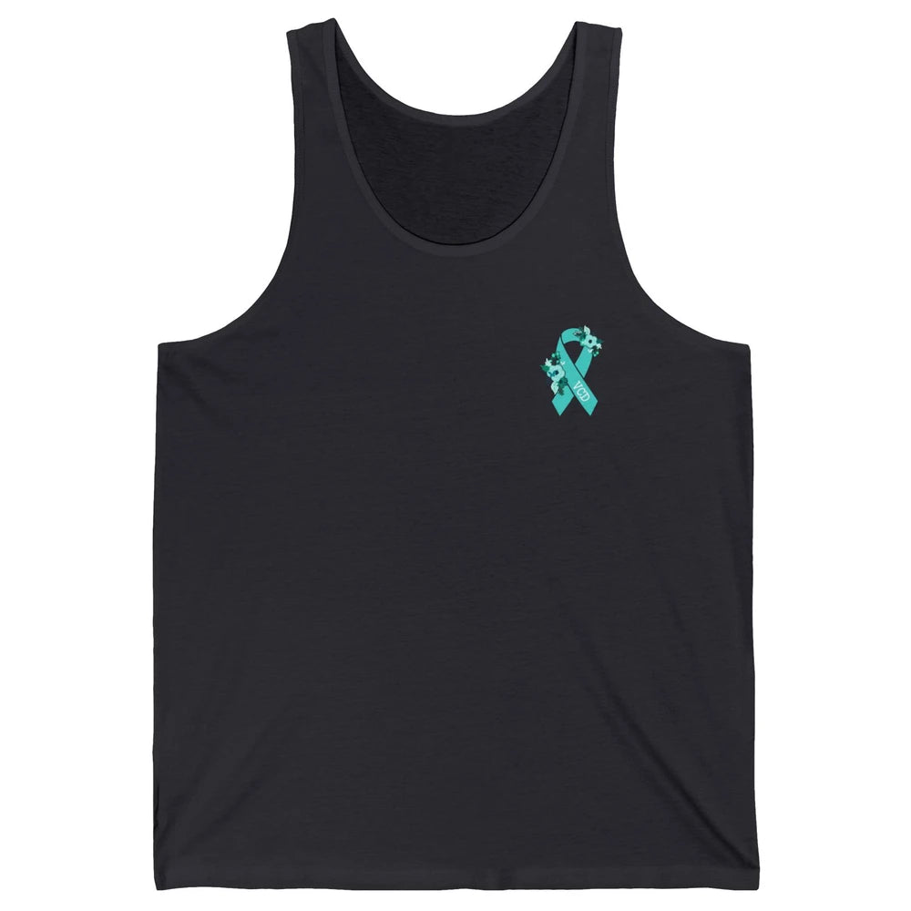 Vocal Cord Dysfunction Awareness Floral Teal Ribbon Rainbow Unisex Jersey Tank