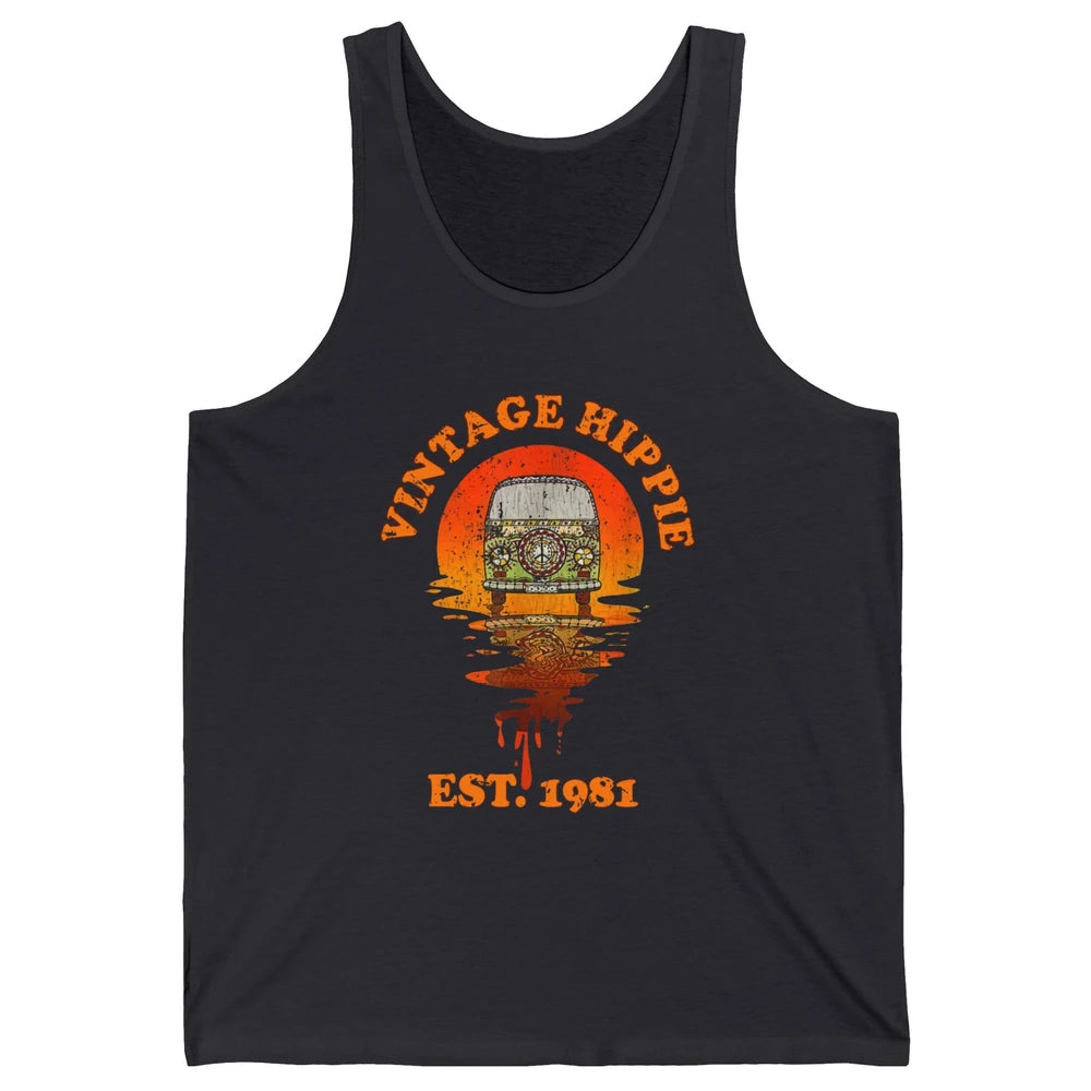 Vintage Hippie 1981 40th Birthday Hippie Van Peace Lovers Unisex Jersey Tank