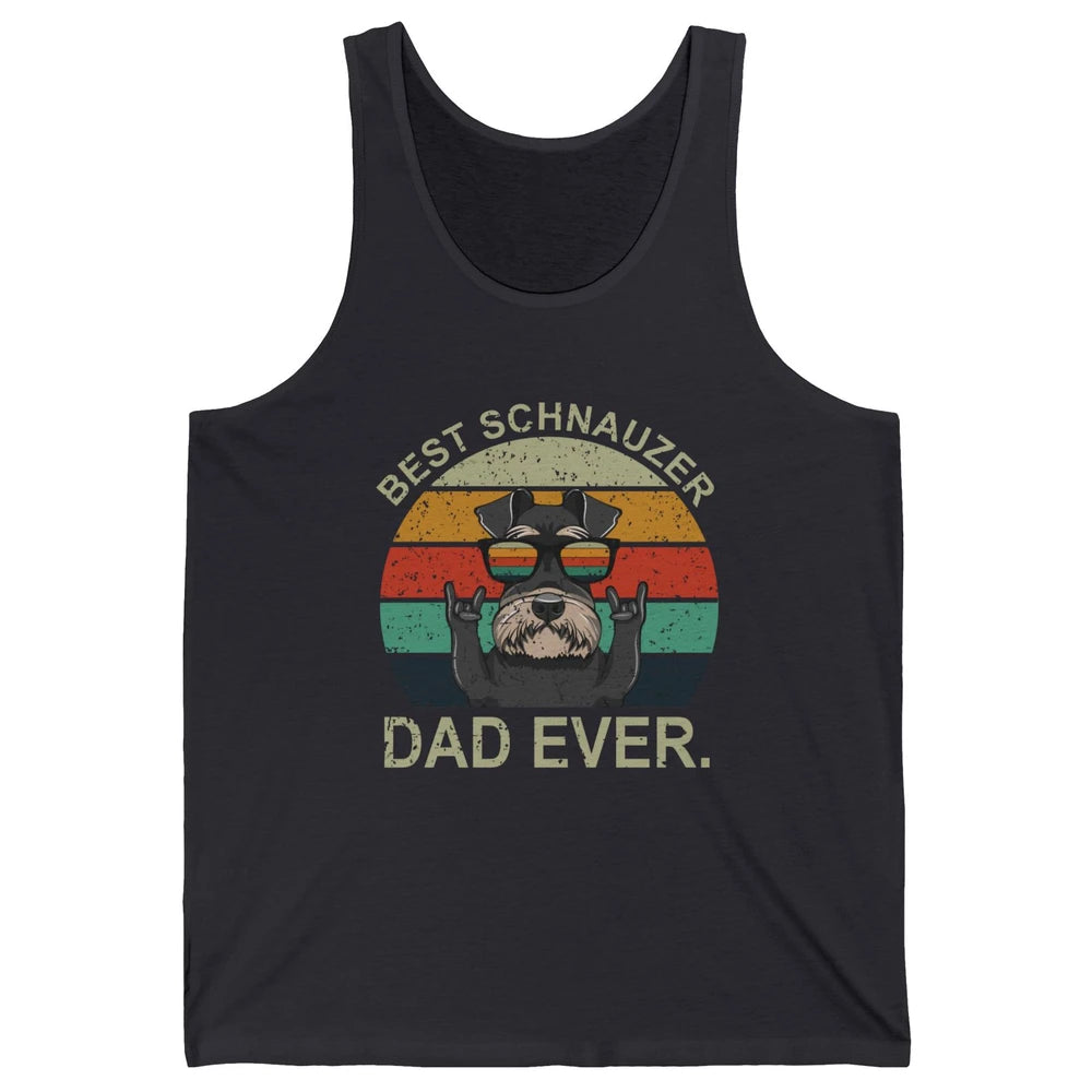 Vintage Sunset Best Schnauzer Dad Ever Father's Day Unisex Jersey Tank