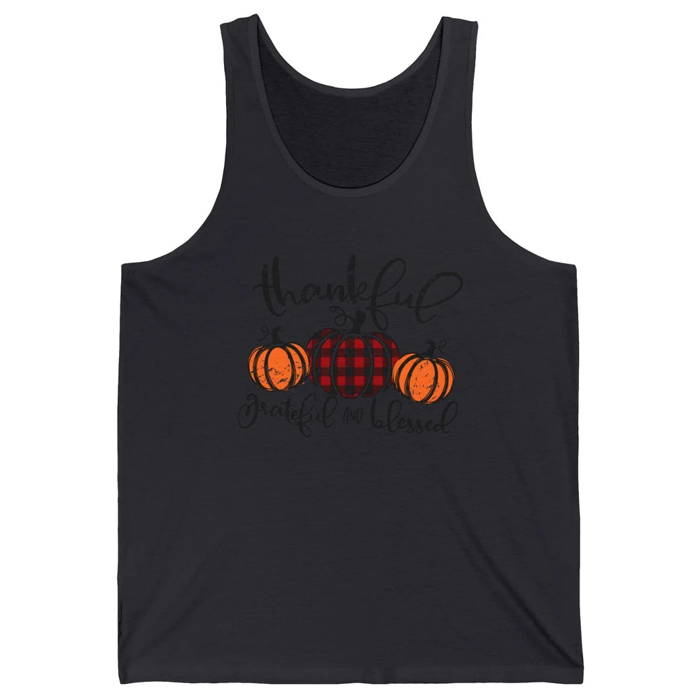 Vintage Grateful Thankful Blessed Pumpkin Fall Thanksgiving Unisex Jersey Tank