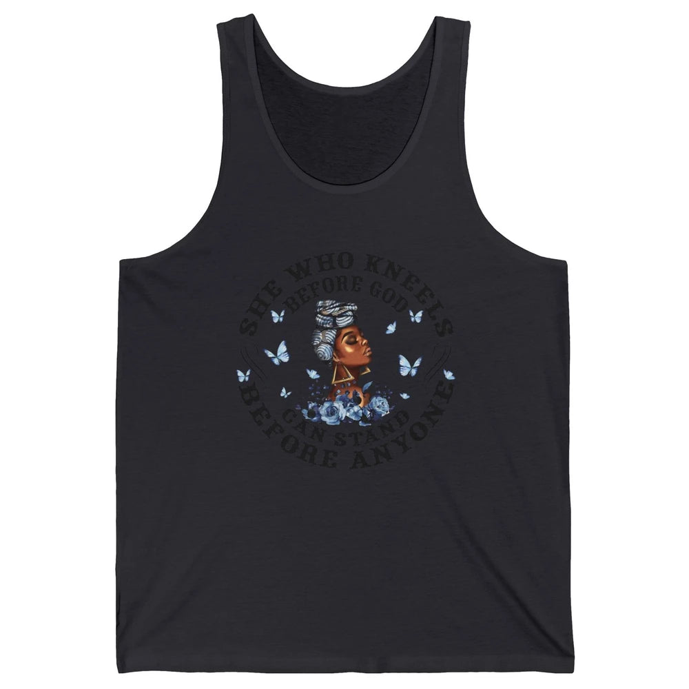 Black Girl She Who Kneels Before God Christian Afro Women Unisex Jersey Tank