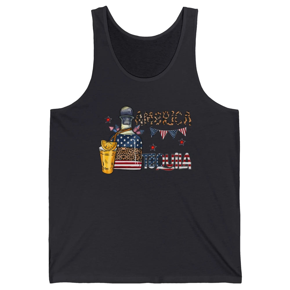 America Tequila Leopard Western Country 4th Of July Party Unisex Jersey Tank