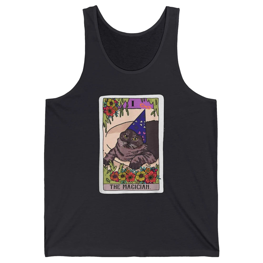 The Magician Grey Cat Tarot Card Witch Rider Goth Halloween Unisex Jersey Tank