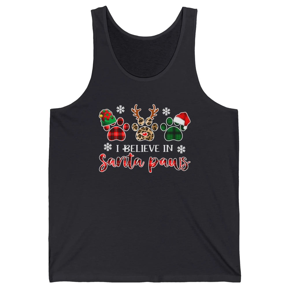 Merry Christmas Dog Paw Leopard Buffalo Plaid Xmas Santa Hat Unisex Jersey Tank