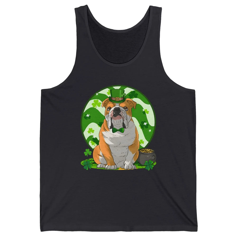 St Patrick's Day English Bulldog Lucky Charm Shamrock Irish Unisex Jersey Tank