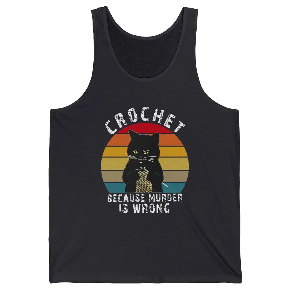 Vintage Black Cat Crochet Because Murder Is Wrong Crocheting Unisex Jersey Tank