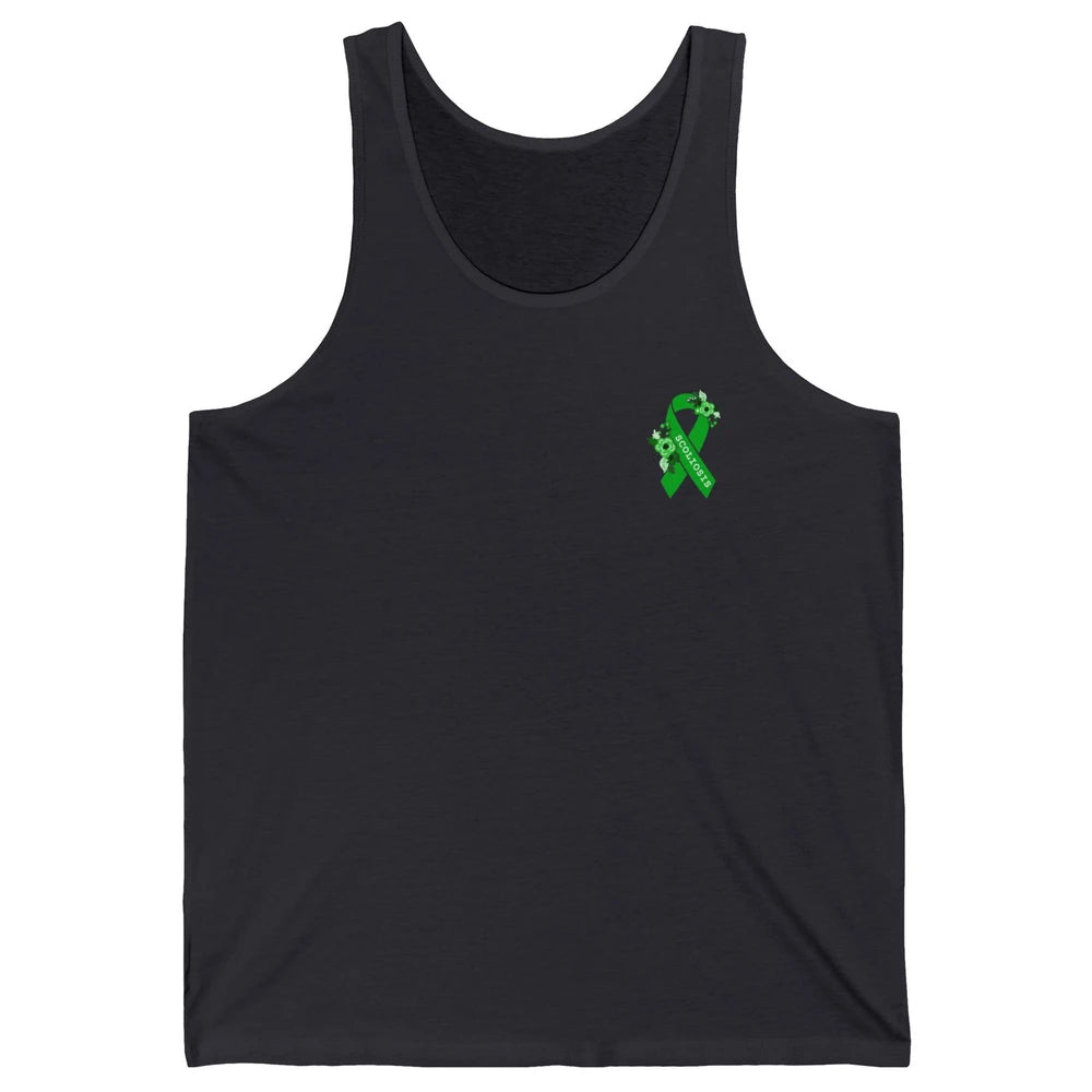 Scoliosis Awareness Support Floral Green Ribbon Pocket Size Unisex Jersey Tank