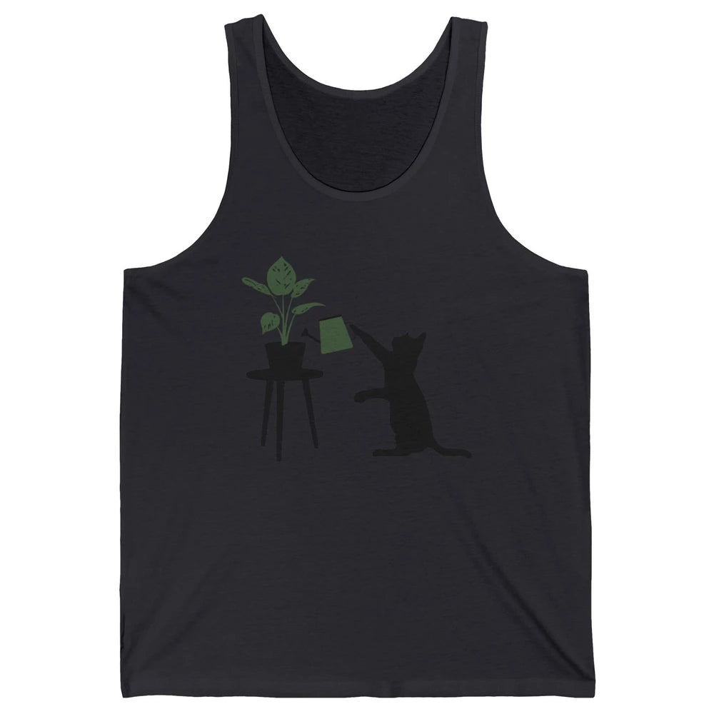 Black Cat Watering Plant Cat Gardening Planting Cat Lovers Unisex Jersey Tank