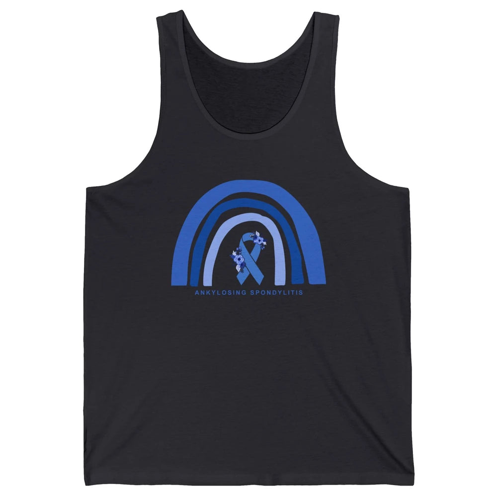 Ankylosing Spondylitis Awareness Support Floral Blue Ribbon Unisex Jersey Tank