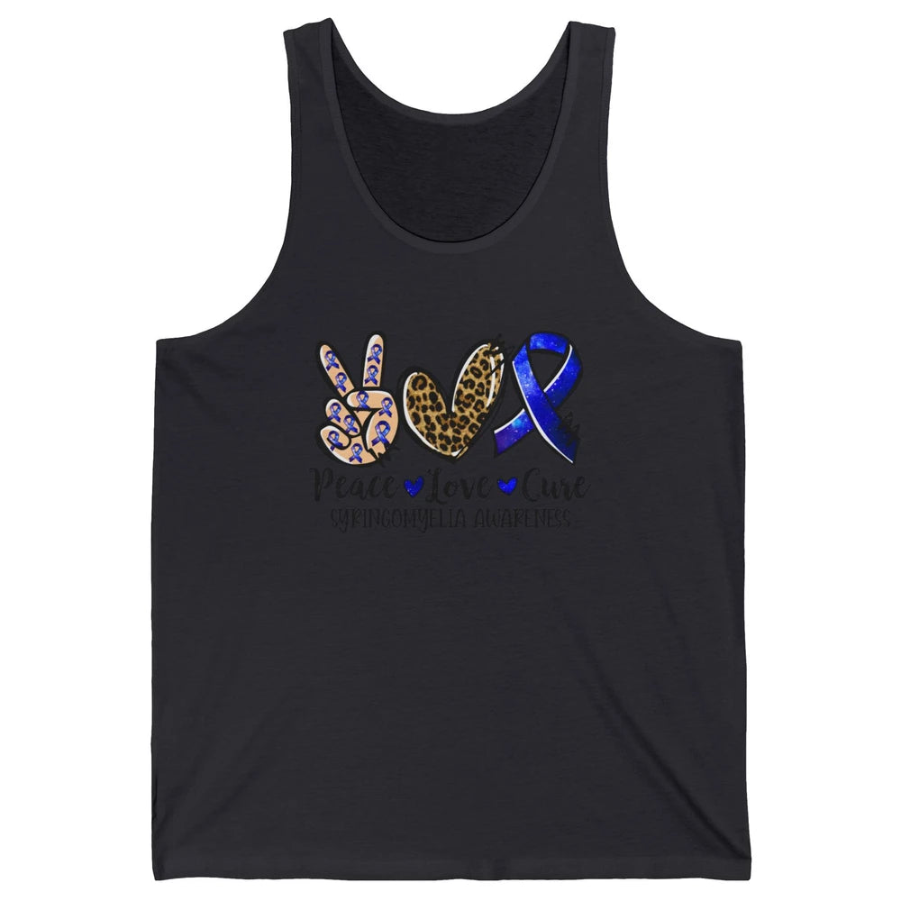 Syringomyelia Awareness Blue Ribbon Peace Love Cure Unisex Jersey Tank