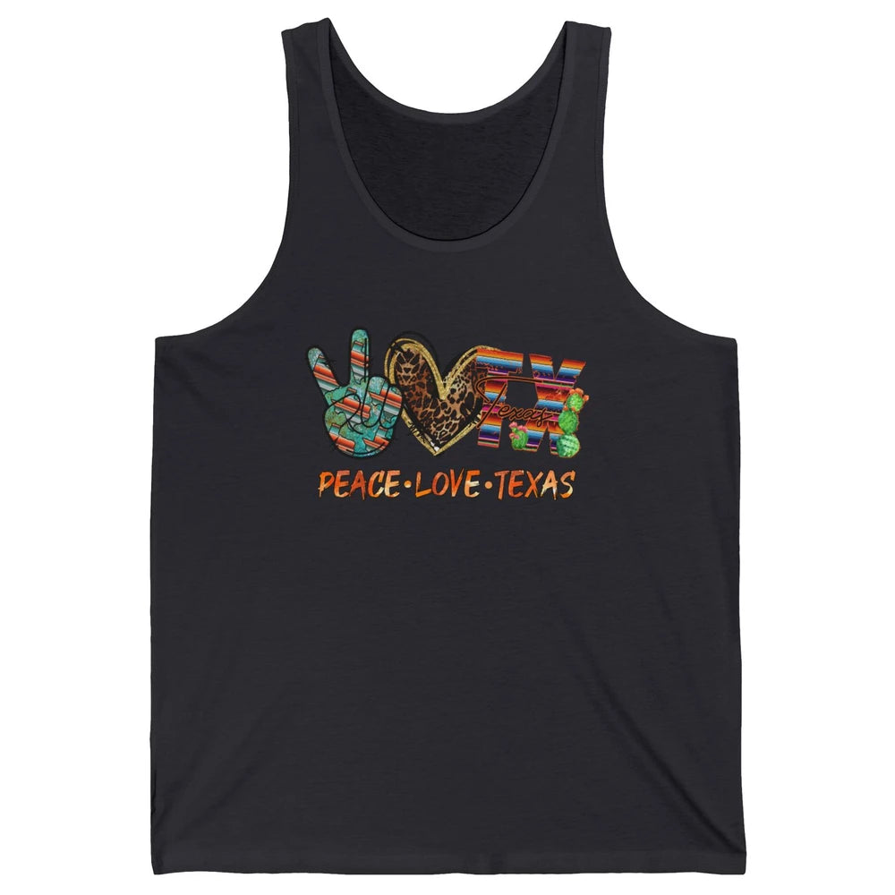 Retro Peace Love Texas Leopard Western Country Desert Cactus Unisex Jersey Tank