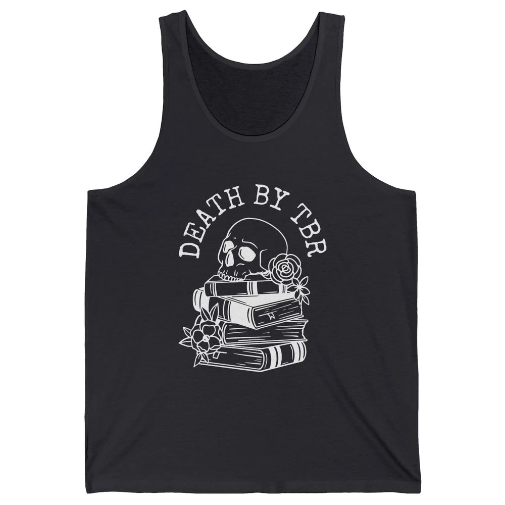 Retro Skull Books Death By TBR Book Reading Lovers Librarian Unisex Jersey Tank