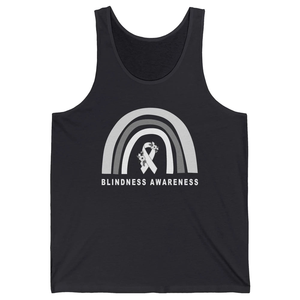 Blindness Awareness Floral White Gray Ribbon Blind Support Unisex Jersey Tank