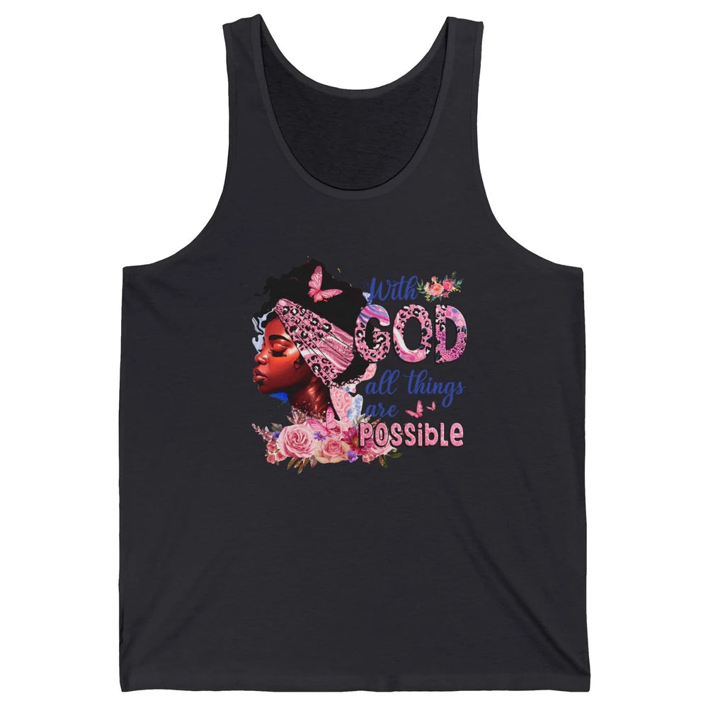 Afro Woman With God All Things Are Possible Bible Religious Unisex Jersey Tank