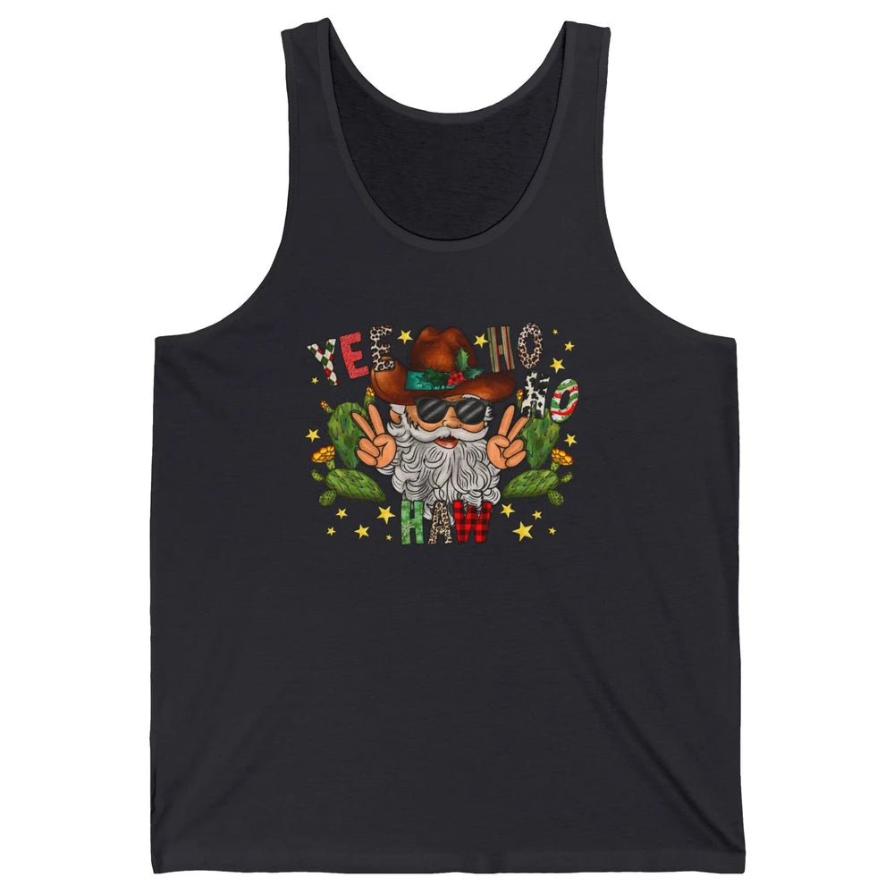 Leopard Santa Cowboy Yee Ho Haw Christmas Western Country Unisex Jersey Tank