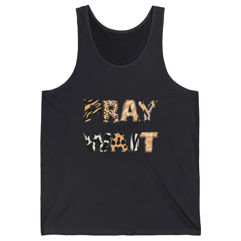 Bible Pray Trust Wait Repeat Jesus Christian Religious God Unisex Jersey Tank