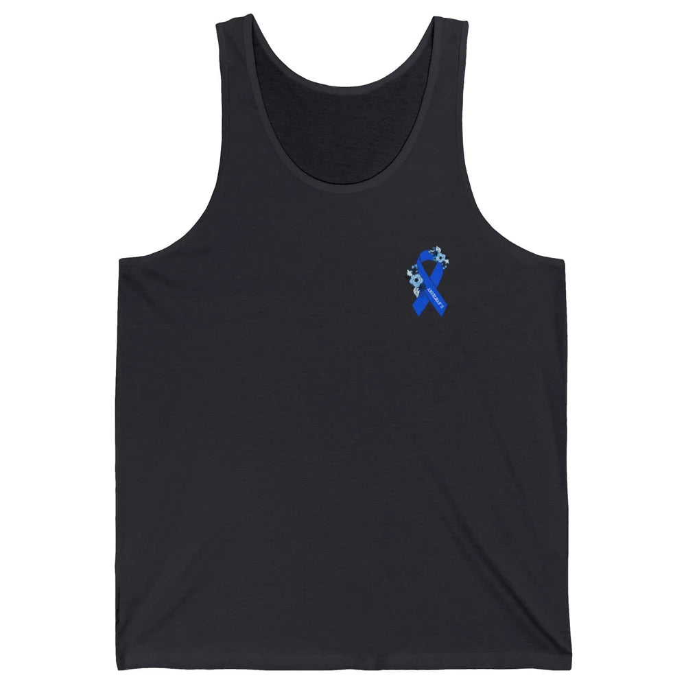 We Wear Blue Angelmans Syndrome Awareness Floral Blue Ribbon Unisex Jersey Tank