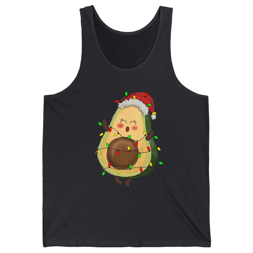 Avocado Santa Cute Avocado Christmas Lights Xmas Vegan Gift Unisex Jersey Tank