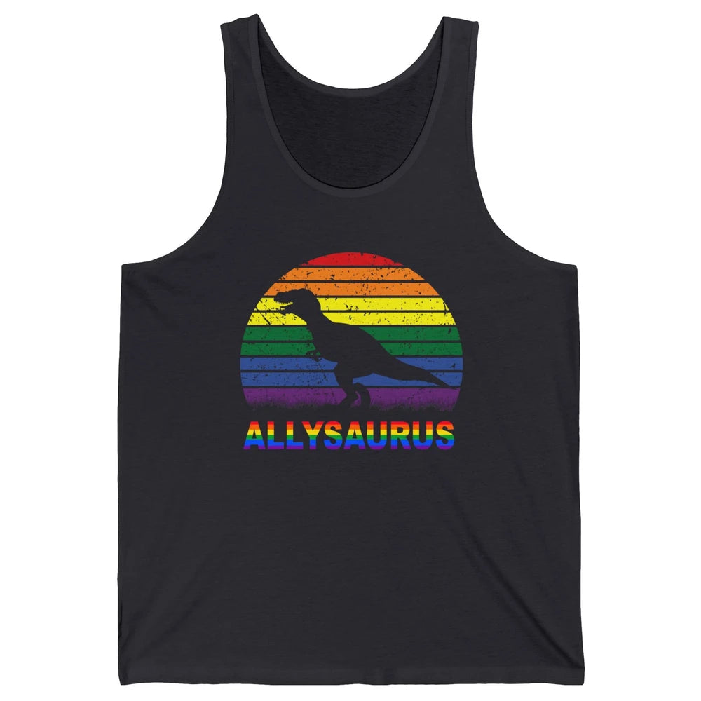 Vintage Allysaurus T-rex Dinosaur LGBT Gay Pride Month Unisex Jersey Tank