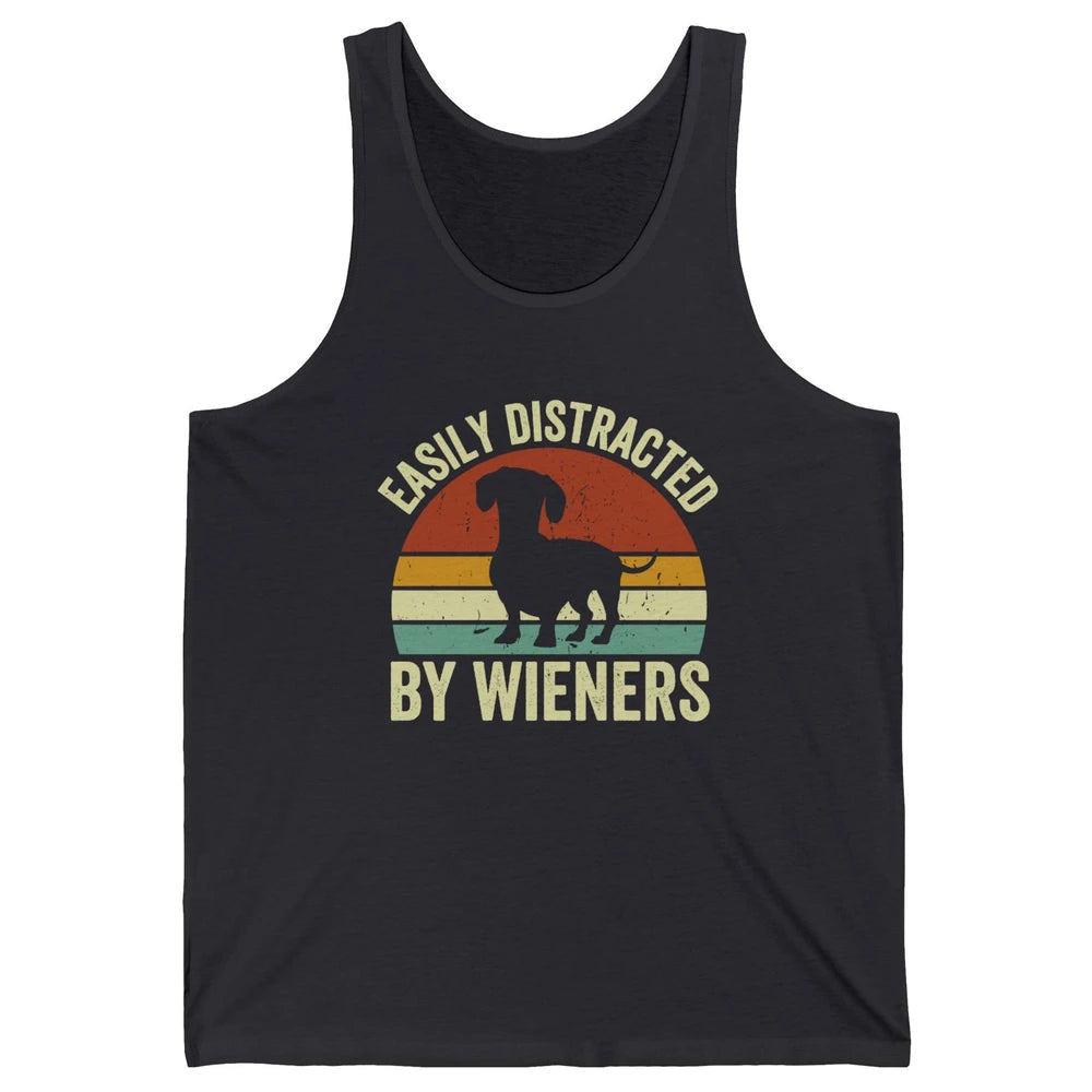 Vintage Dachshund Easily Distracted By Wieners Dog Mom Gift Unisex Jersey Tank