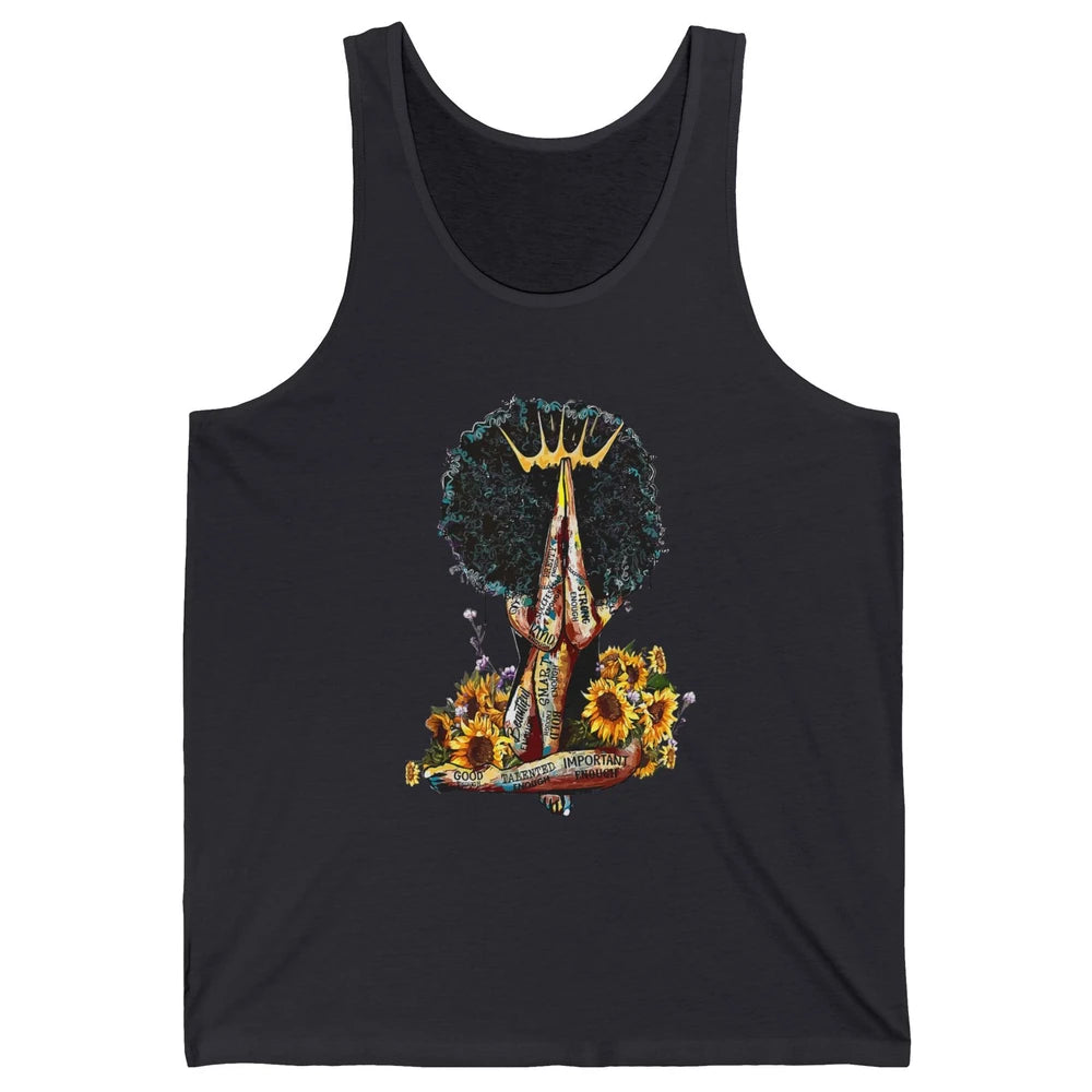 Black Woman Girl Praying African American Lady Black Pride Unisex Jersey Tank