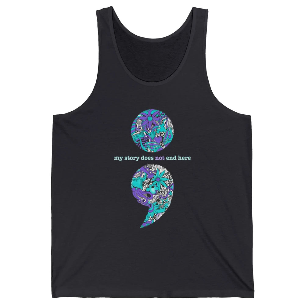 Semicolon Suicide Awareness Suicide Prevention Teal Purple Unisex Jersey Tank